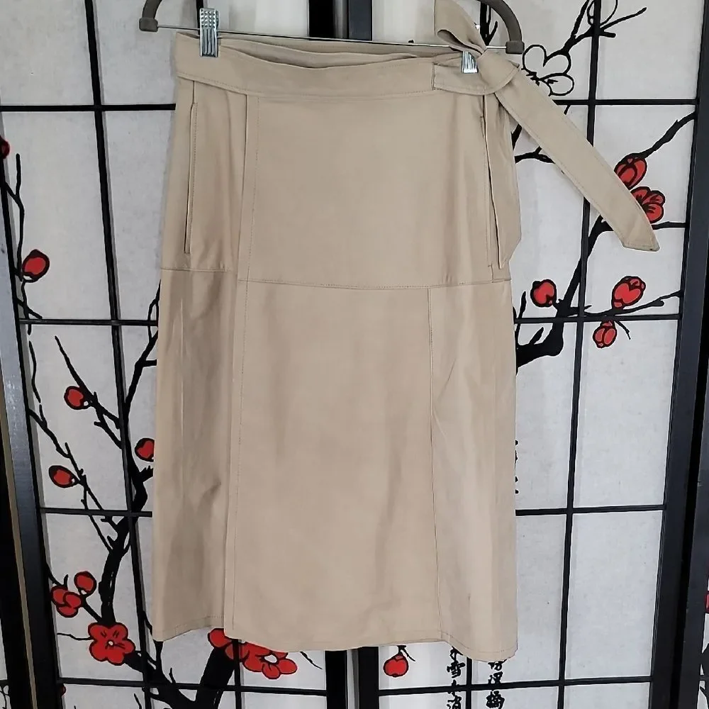 Frame 100% Butter Soft Suede Leather Wrap Skirt In Light Tan